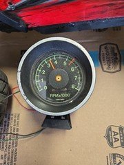 Vintage 70s 80s Stewart Warner Tachometer Tach Green Numbers