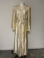 Vintage 70s Barad Co M Ivory Satin Robe ILGWU Union Made USA Tom Bezucha Sz M