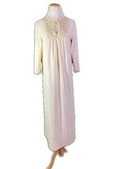 Vintage 70s Sears Size 32/34 Nightgown 3/4 Sleeves Lace Floral Neckline