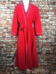 Vintage 70s Vanity Fair Red Long Wrap Robe Pockets Mod 60s Red Retro Womans 