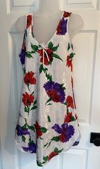 Vintage 90s Jaclyn Smith White Purple Red Floral Satin Nightgown Slip Dress Sz M