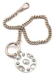 Vintage 925 Sterling Silver Curb Pocket Watch Chain 4mm Base Metal 2.8cm Fob 25c