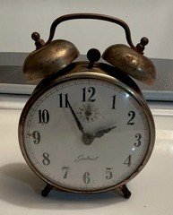 Vintage Alarm Clock Gabriel Metal Rustic Patina Non Working Collectible Antique