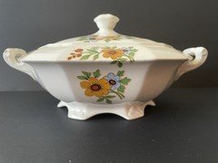 Vintage  Alfred Meakin Footed Tureen Covered Handles Floral England