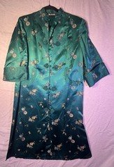 Vintage All Silk & Satin Peony Or Lotus Asian Robe Womens 36 Shanghai Robe Coat