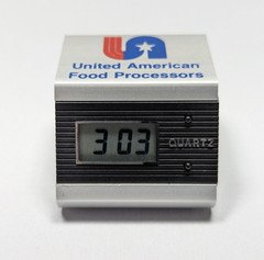 Vintage Aluminum Mini Quartz Desk Clock Weight United American Food Processors