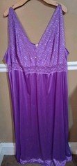 Vintage Amoureuse Purple Long Silky Lace Nightgown Size 3X