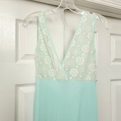 Vintage Aristocraft Mint Green Nightgown Long Floral Sheer Lace Chest Sz SMALL
