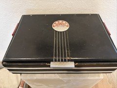 Vintage Art Deco 1920 S Machine Age Bakelite Trim Black And Red Rare Jewelry Box
