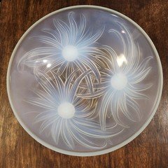 Vintage Art Deco 1930s Etling France Opalescent Glass Bowl Signed 12'' Anemone