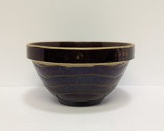 Vintage Art Deco Brown Beehive Design Glazed Stone Earthenware Mixing Bowl 9"