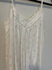 Vintage Barbizon Nightgown Womens M Satin Remarque Sleeveless Floral Cottagecore