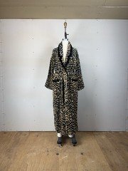 Vintage Bathrobe Cotton Terry Cloth Leopard Print Cheetah 80s 90s Grunge 