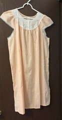 Vintage Berkliff Knee Length Peach Nightgown Lace & Flutter Sleeve Size M
