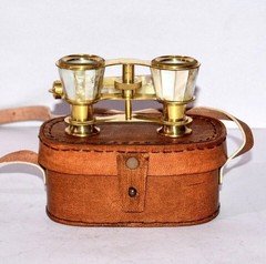 Vintage Brass Opera Glasses Mother of Pearl & Handle Brass Fittings France