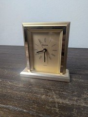 Vintage BULOVA DESK MANTLE CLOCK Brass Analog Quartz B7121 Tested & Works Japan 
