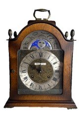 Vintage Bulova Mantel Clock Moon Phase Walnut Case Fully Serviced