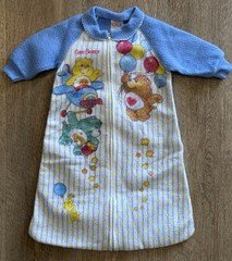 Vintage Care Bear Fleece Sleep Sack Pajamas 0-14lbs 1980s  Unisex Obion USA