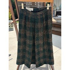 Vintage Carlisle Green Plaid A-Line Wool/Silk Blend Skirt with matching Shawl