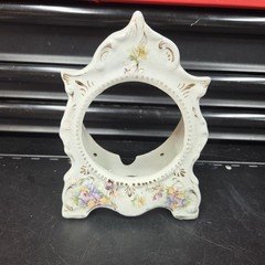 Vintage Ceramic/porcelain Mantle Clock Frame Casing With Art Flowers
