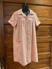 Vintage Cherry Cherries Print Snap House Coat Robe Radlee L