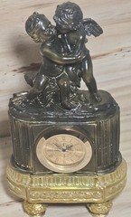 Vintage Cherub Mantel Clock Wind Up Mechanical Insert Bronze Finish Rococo Style