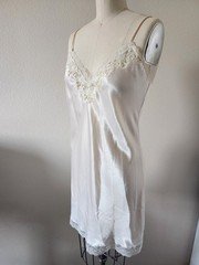 Vintage Christian Dior Pink Satin Lingerie Nightgown Lace Short Slip Dress MED