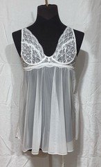 Vintage Cosabella White Sheer Mesh Babydoll Chemise Lace 34C Bridal Lingerie