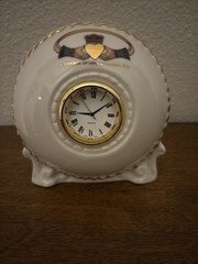Vintage CRE Irish Porcelain 4” Claddagh Celtic Clock Figurine Galway, Ireland