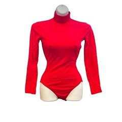 Vintage Danskin 6313 Red Mock Turtleneck Leotard Bodysuit Small Cheer Costume