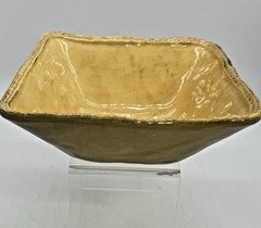 Vintage Destinos S.A Portugal Yellow Pottery Bowl Rustic Square Serving Dish 9”