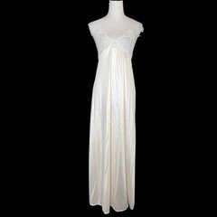 Vintage Diane Von Furstenberg Nightgown Maxi Slip Dress Large Babydoll Lace Slit
