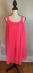 Vintage Dorsey 60s Vibrant Hot Pink Chiffon Babydoll Nightie size Med/Large