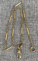 Vintage E.J. CO Pocket Watch Chain GF Fancy Link w/ Dog Clip & Round Clasp 14”