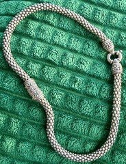 Vintage Estate Gabrielle Bruni Sterling Silver 14K Gold Diamond Popcorn Necklace