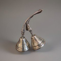 Vintage F Ramirez Mexican Sterling Silver Double Blossom Dinner Table Bell