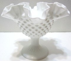 Vintage Fenton Glass Compote Pedestal Candy Dish Milk Glass Hobnail 5 5/8" T