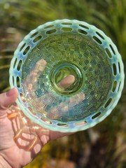 Vintage Fenton Uranium Glass Open-Edge Basketweave Bowl / Plate
