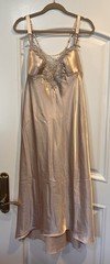 Vintage Flora By Flora Nikrooz Champagne Taupe Nightgown Satin Lace & Mesh Sz L
