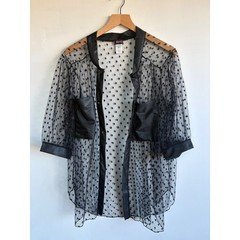 Vintage Fredericks of Hollywood Sheer Mesh Point Desprit cover Black Plus 1X USA