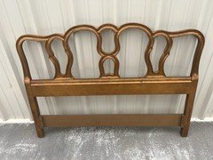 Vintage Full Size Drexel Touraine French Provincial Gold Painted Wood Headboard