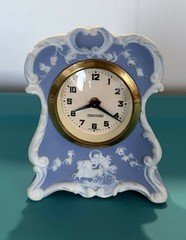 Vintage German Mercedes Bisque Porcelain Mantle Clock Runs