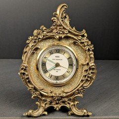 Vintage German Rococo Table Clock NADA 1967 Gold Ornate Parts Repair