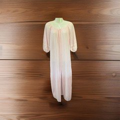 Vintage GLENCRAFT Size Small Pink Nylon Long Nightgown Nightie Lace Trim -