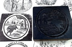 Vintage HAND CARVED Woodcut Printing Block Seal of Indiana Letterpress Cut RARE