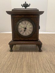 Vintage Handcrafted Wooden Mantel Clock w/a Hidden Safe Compartment, Tested