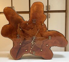 Vintage Handmade Live Edge Wood Slab Quartz Clock Rustic Mantel Wall Clock
