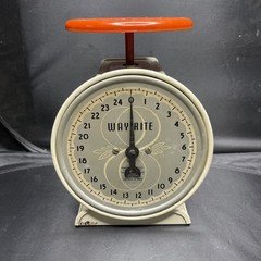 Vintage Hanson Way Rite 25 lb Kitchen Scale Red Orange Tray Chicago USA Working