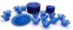 Vintage Hazel Atlas moderntone depression glass cobalt blue 44 pieces