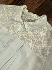 Vintage Henson Kickernick Chiffon Blue Pleated Dressing Gown House Coat Sz L